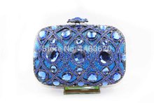Blue gem Classic Bling Full Diamond Evening Bags Women’s Clutch Bags Party Crystal Handbag Reasonable Price NO 6035