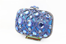 Blue gem Classic Bling Full Diamond Evening Bags Women s Clutch Bags Party Crystal Handbag Reasonable