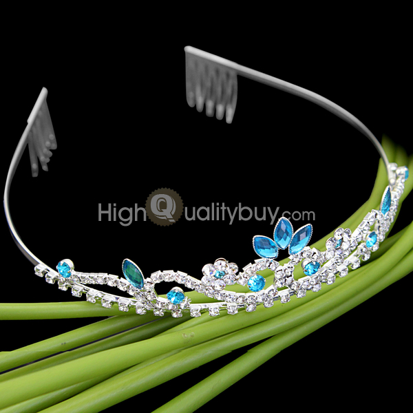 New Bridal Sky Blue Crystal Rhinestone Wedding Headband Tiara Hair Accessory