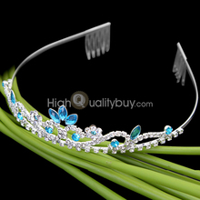 New Bridal Sky Blue Crystal Rhinestone Wedding Headband Tiara Hair Accessory