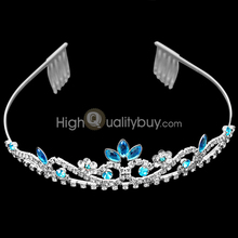 New Bridal Sky Blue Crystal Rhinestone Wedding Headband Tiara Hair Accessory