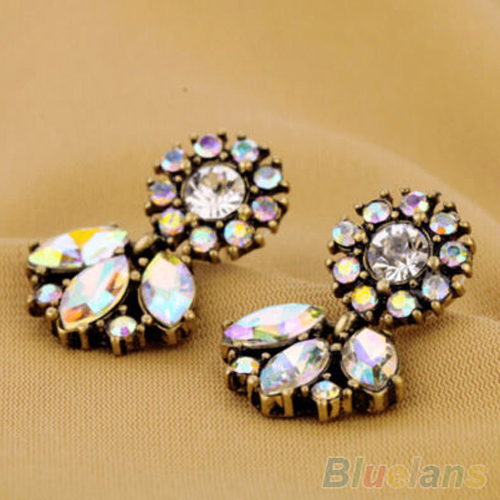 Fashion Jewelry Bohemian Resin Crystal Flower Studs Earrings For Women B02 1MJ7
