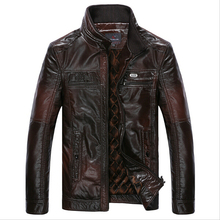 Free shipping 2014 Autumn, Winter men leather jacket business leisure stand collar warm men leather coat L ~ XXXL