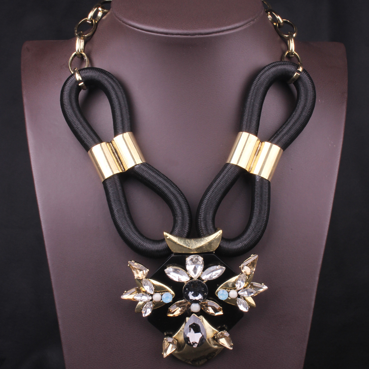 high quality black jc crystal statement necklace fashion jewelry for women new chunky necklace wholesale high