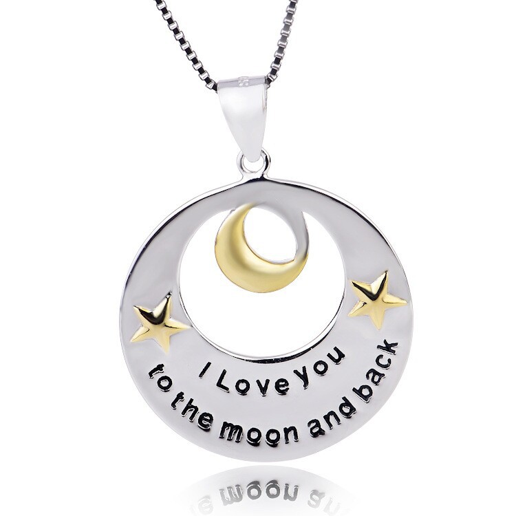 Brand Design 925 Sterling Silver Pendant Necklace I Love You To The Moon And Back Necklaces