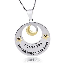 Brand Design 925 Sterling Silver Pendant Necklace I Love You To The Moon And Back Necklaces Pendants Jewelry For Women YFNN003