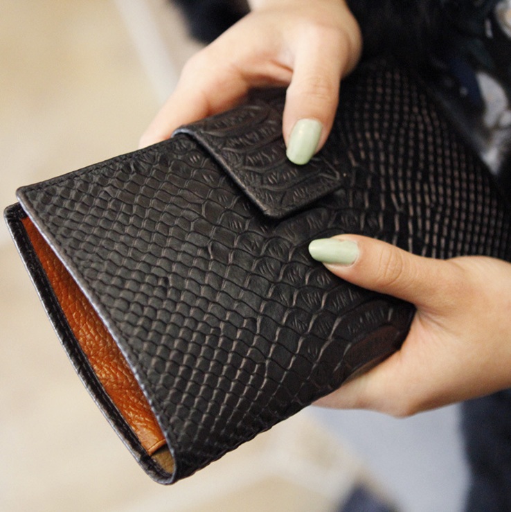7 Colors 100 Genuine Leather Real Women s Crocodile Pattern Long Phone Wallet Lady Purse Day