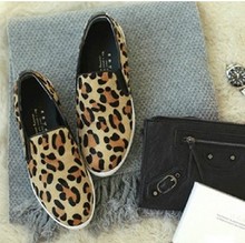 2014 Hot Sale Free Shipping Horse Hair Leopard Print Flat Shoes Sapatos Femininos Autumn Boots A331