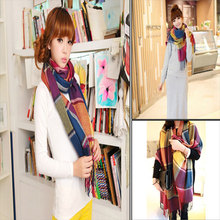 Free Shipping Fashion Women Autum Winter New Arrival Colorized Plaid Tassels long Scarf Shawl Neck Wrap