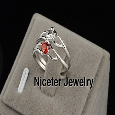 Niceter Vintage Princess Cut Cubic Zirconia Diamond Rings For Women Wedding Rings For Women Anillos Ruby