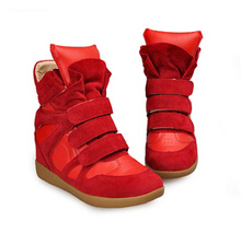 Spring Summer Women Genuine Leather Boots Isabel Marant Leather Boots Height Increasing Sneakers shoes size 35
