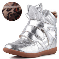 Isabel Marant Genuine Leather Size(34~42) Boots Height Increasing Sneakers Women Golden / silver bright surface Shoes