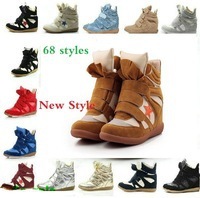 Isabel Marant Genuine Leather Size 34~42 New 68 style Boots Height Increasing women Sneakers Shoes Free Shipping