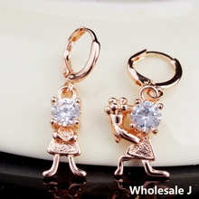 Propose Marriage Style With White Big Shining Stone Lovely Earrings Fashion Shipping Gold Plated Hot Item Wholesale CZ0163