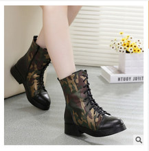 Size 35-39 new fashion women vintage martin boots knight Genuine leather platform boots Camouflage combat boots  free shipping