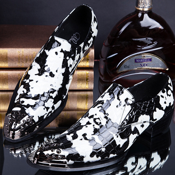 Fashion Runway Stage Men Dress Shoes Genuine Leather Lovely Cartoon