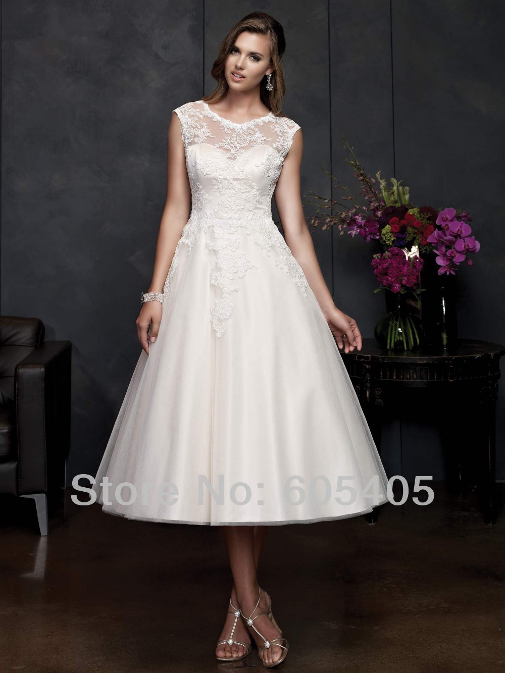 mid length bridal gowns