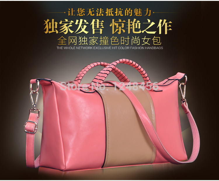New 2014 Women Brand bags Fashion women fen bag Color Patchwork bags Genuine leather handbags women