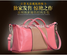 New 2014 Women Brand bags Fashion women fen bag Color Patchwork bags Genuine leather handbags women