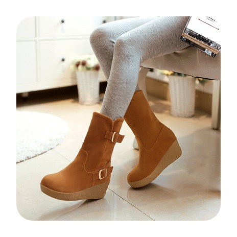 Big size 34 43 new 2014 fashion warm ladies PU leather ankle boots snow buckle women