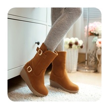 Big size 34 43 new 2014 fashion warm ladies PU leather ankle boots snow buckle women