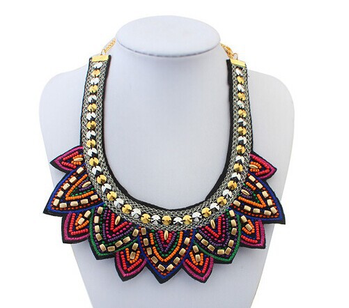 Bead stone false collar big necklace max hot maxi colar vintage turkiye gypsy bohemian jewelry women