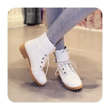 2014 New Fashion Womens PU Leather Buckle Lace-Up Ankle Boots For Women Casual Martin Short Boots Shoes Free Shipping