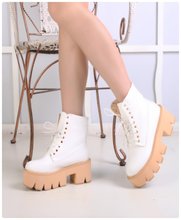 New 2014 Fahion Leisure Women’s Lce Up Ankle Boots Shoes Fashion Thick Platform Martin Boots Big Size 33-43 Free Shipping