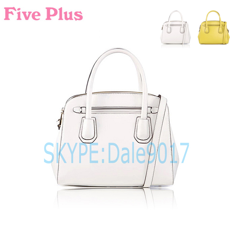 OCHIRLY FIVE PLUS Ladies fashionable OL style medium yellow white PU handbag