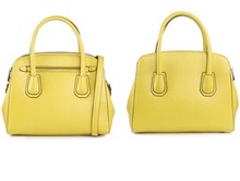 OCHIRLY FIVE PLUS Ladies fashionable OL style medium yellow white PU handbag