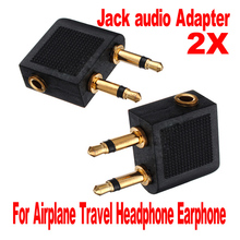 2 pcs Airline Airplane Earphone Headphone Headset Jack Audio Adapter 3.5mm GUB#