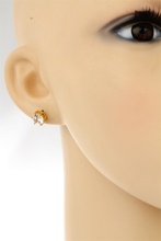 18K Yellow Gold Plated Solitaire 6 Prongs Cupid Cut Cubic Zirconia Mini Stud Earring Fashion Unisex