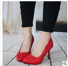 2014 new wave of Korean women with thin pointed shoes shallow mouth nightclubs nude color heels