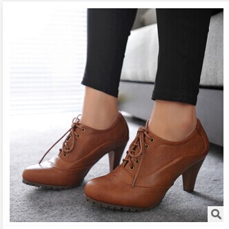 Foreign trade of the original single autumn models with high heeled shoes thick bandage round deep