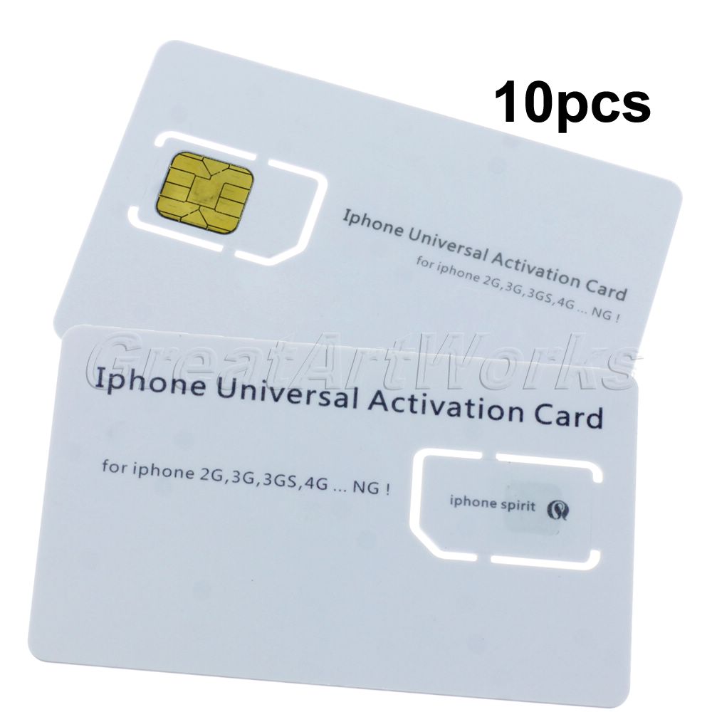 Best Selling Wholesale 10pcs lot White Universal Activate Activation SIM Card for iPhone Apple 2G 3G