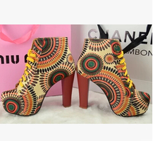 2014 new autumn Sunflower motorcycle boots with high heels Waterproof