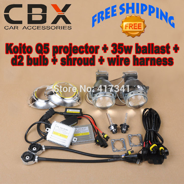 Car Headlight Hid Bi Xenon Projector Lens Kits Koito Q5 35W D2 HID Xenon Bulb Fast