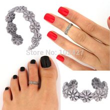 Women Vintage Silver Plated Flower Open Ring Toe Ring Knuckle Band Mid Finger Tip Rings for Lady