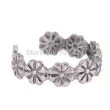 Women Vintage Silver Plated Flower Open Ring Toe Ring Knuckle Band Mid Finger Tip Rings for