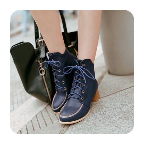 2014 new autumn and winter women square heel martin boots Artificial high heel lace up ankle