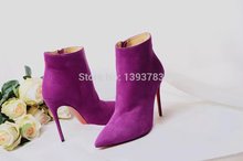 pointed women high heels pumps shoe woman designer italian brand shoes red bottom genuine leather Suede