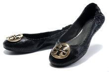 Hot models serpentine sheepskin shallow mouth after a small round metal buckle shoes flat shoes decorated elastic band