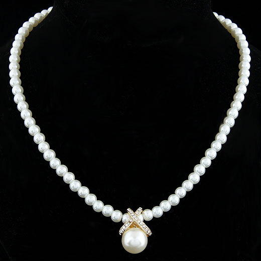 2014 Korean Fashion Full Imitation Pearls Cute Rhinestone Pendant Necklace Hot Sale Jewelry For Women Wholesale