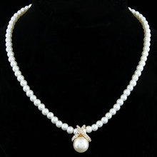 2014 Korean Fashion Full Imitation Pearls Cute Rhinestone Pendant Necklace Hot Sale Jewelry For Women Wholesale M13