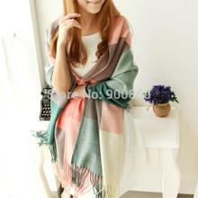 Free Shipping Fashion Women Colorful Plaid Patchwork Tassels long Scarf Shawl Neck Wrap New Arrival