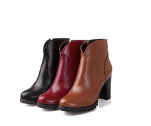 Womens Platform Ankle Boots Chunky High Heels Lace Up Faux Leather Casual Fashion Women S Winter