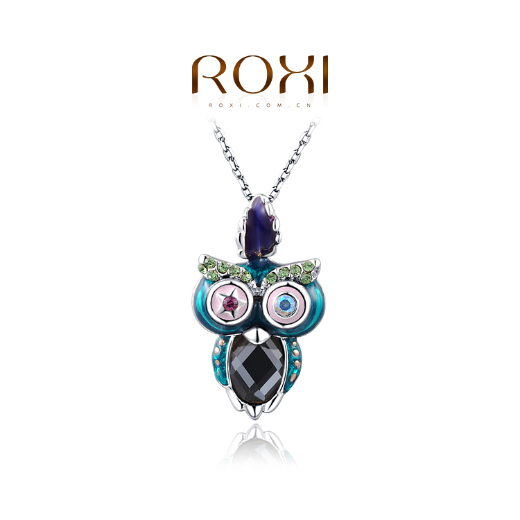 ROXI Fashion Accessories Jewelry CZ Diamond Austria Crystal Owl Pendant Necklace for Women