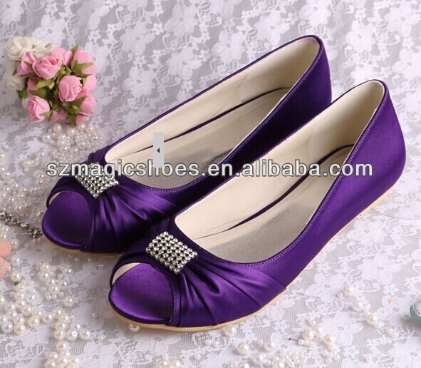  6 Colors Women Open Toe Flat Heel Champagne Satin Wedding Evening Party Shoes Free Shipping