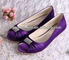  6 Colors Women Open Toe Flat Heel Champagne Satin Wedding Evening Party Shoes Free Shipping