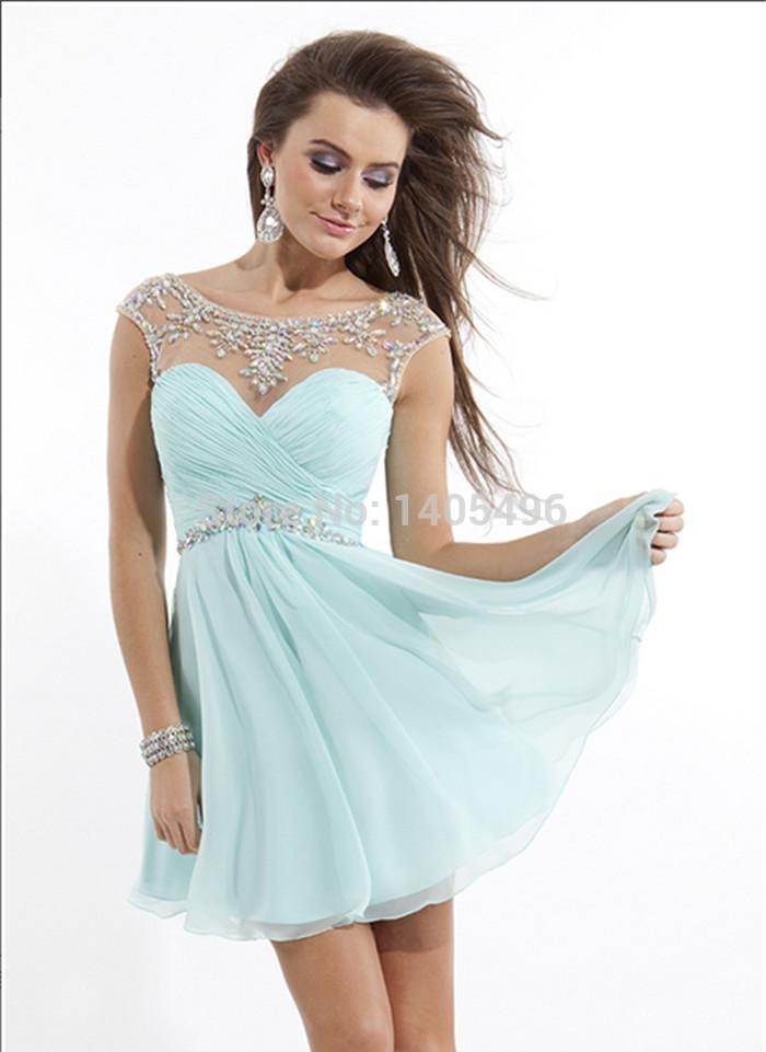 Sparkly Cute Homecoming Dresses Short Crystals Backless Prom Dresses ...